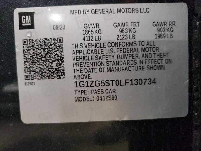 1G1ZG5ST0LF130734 - 2020 CHEVROLET MALIBU RS 黑色 照片 13