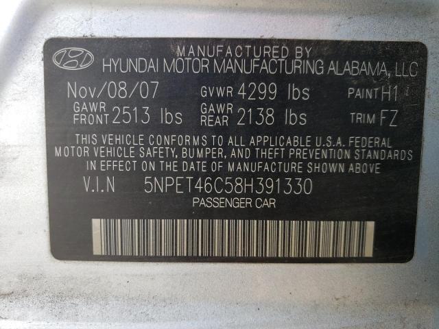 5NPET46C58H391330 - 2008 HYUNDAI SONATA GLS BLUE photo 12