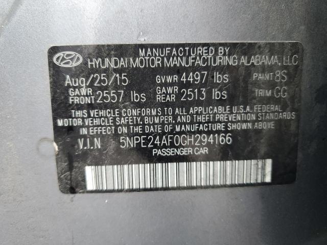 5NPE24AF0GH294166 - 2016 HYUNDAI SONATA SE SILVER photo 12