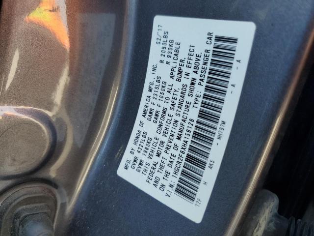 1HGCR2F8XHA159126 - 2017 HONDA ACCORD EXL GRAY photo 12