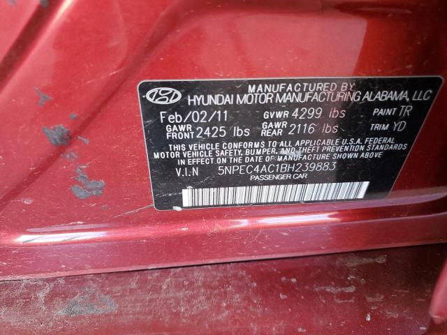 5NPEC4AC1BH239883 - 2011 HYUNDAI SONATA SE 红色 照片 12
