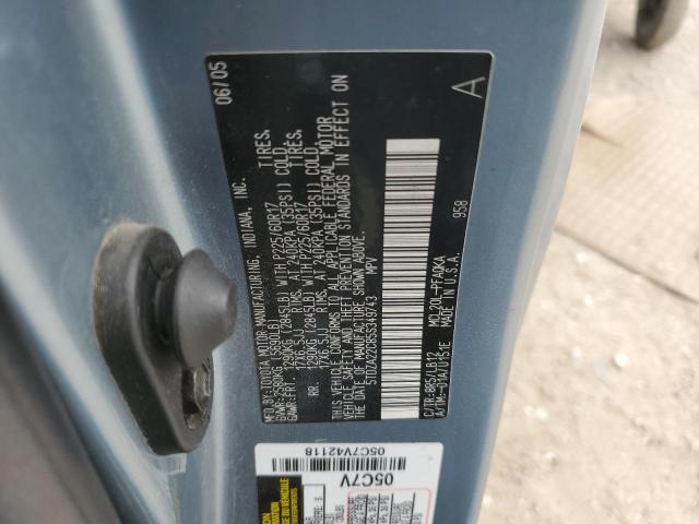 5TDZA22C85S349743 - 2005 TOYOTA SIENNA XLE BLUE photo 13