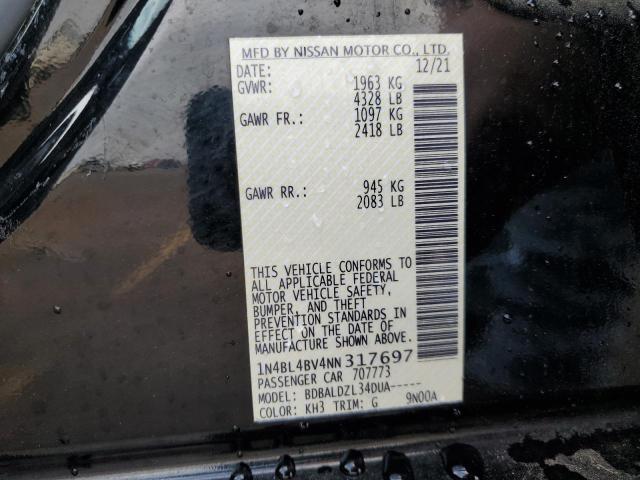 1N4BL4BV4NN317697 - 2022 NISSAN ALTIMA S BLACK photo 13