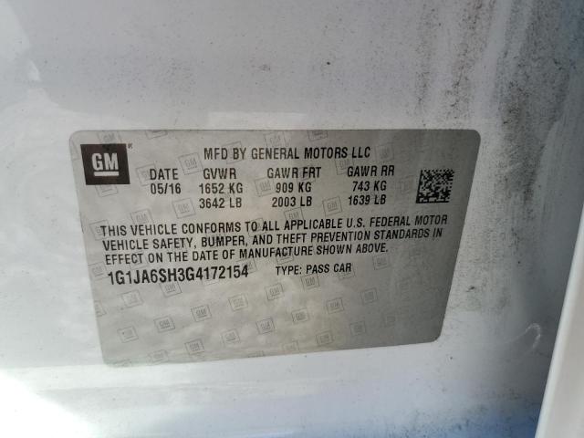 1G1JA6SH3G4172154 - 2016 CHEVROLET SONIC LS WHITE photo 12