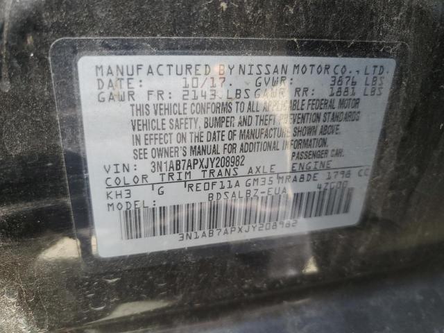 3N1AB7APXJY208982 - 2018 NISSAN SENTRA S BLACK photo 12