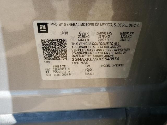 3GNAXKEVXKS548574 - 2019 CHEVROLET EQUINOX LT ნაცრისფერი ფოტო 13