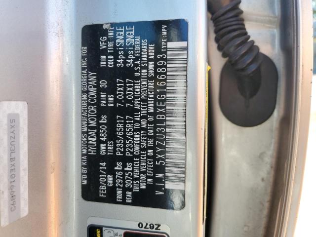 5XYZU3LBXEG166893 - 2014 HYUNDAI SANTA FE S SILVER photo 14