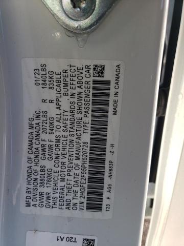 2HGFE2F55PH520728 - 2023 HONDA CIVIC SPORT თეთრი ფოტო 12