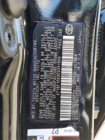 4T1BF1FKXEU341956 - 2014 TOYOTA CAMRY L BLACK photo 12