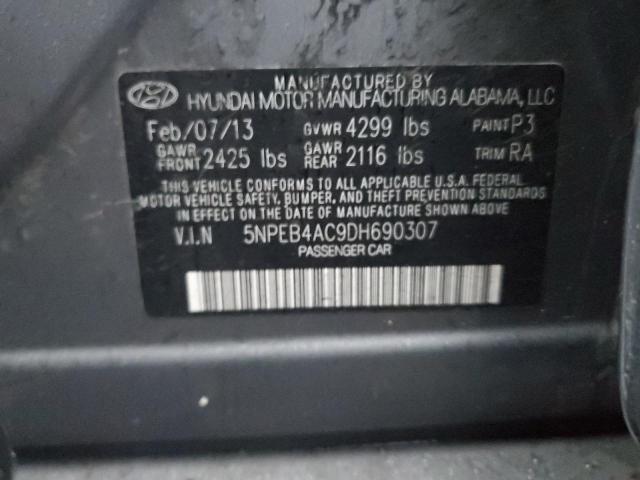 5NPEB4AC9DH690307 - 2013 HYUNDAI SONATA GLS GRAY photo 12