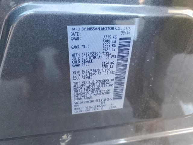 5N1DR2MN1HC616806 - 2017 NISSAN PATHFINDER S Gris foto 12