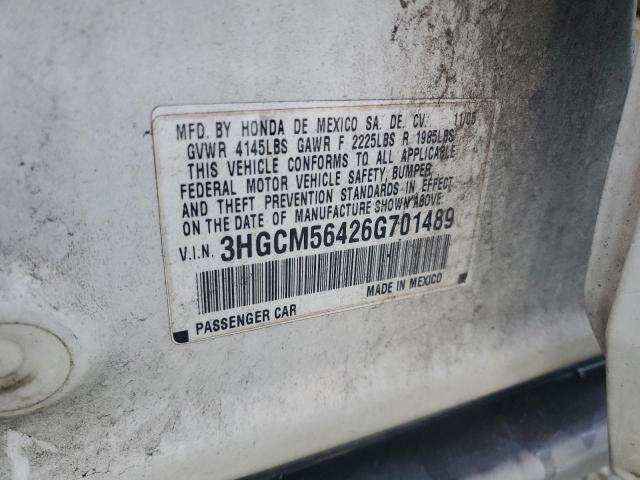 3HGCM56426G701489 - 2006 HONDA ACCORD LX WHITE photo 12