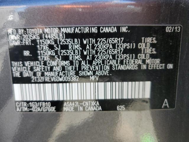 2T3ZFREV6DW009382 - 2013 TOYOTA RAV4 LE Темно-сірий фото 13