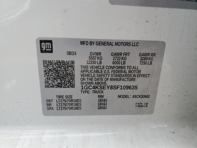 1GC4KSEY8SF109635 - 2025 CHEVROLET SILVERADO K3500 Blanc photo 12