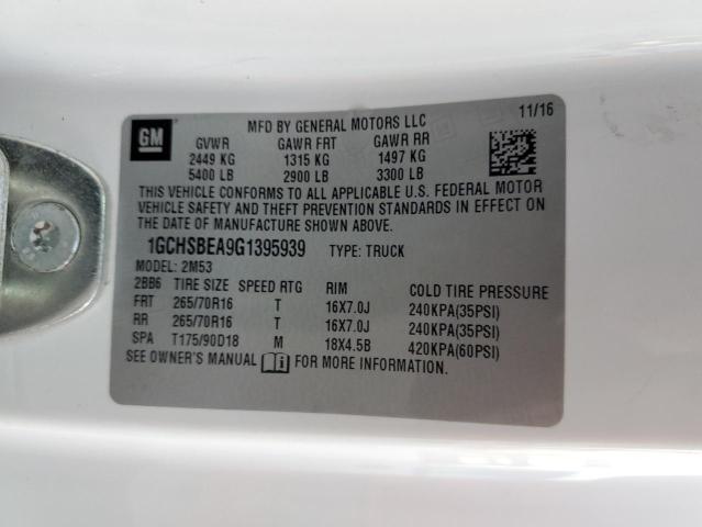 1GCHSBEA9G1395939 - 2016 CHEVROLET COLORADO WHITE photo 12