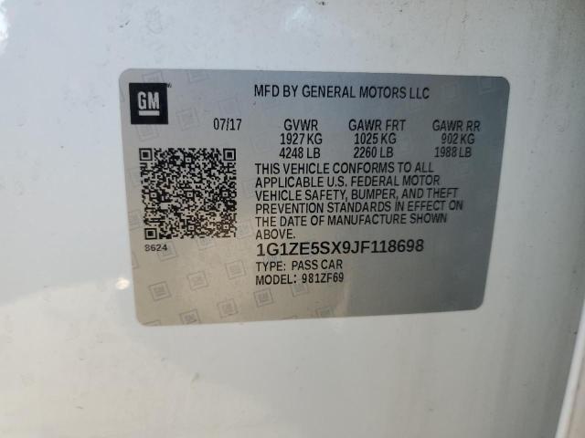 1G1ZE5SX9JF118698 - 2018 CHEVROLET MALIBU PREMIER 白色 照片 13