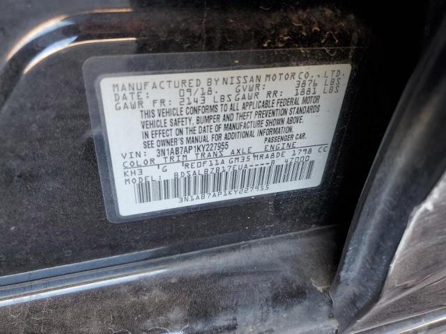3N1AB7AP1KY227955 - 2019 NISSAN SENTRA S 黑色 照片 12