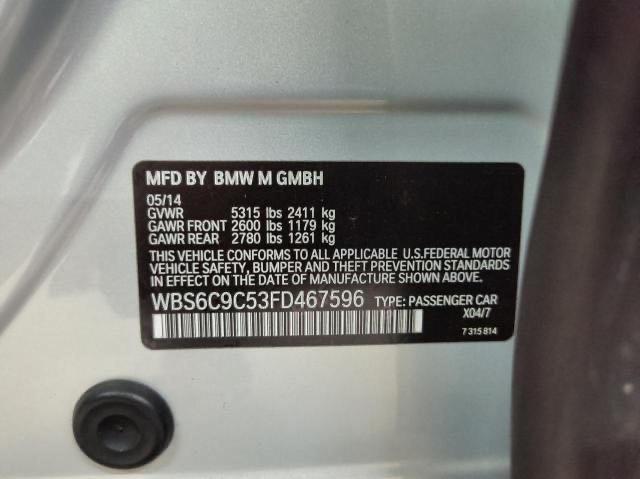 WBS6C9C53FD467596 - 2015 BMW M6 GRAN COUPE SILVER photo 10