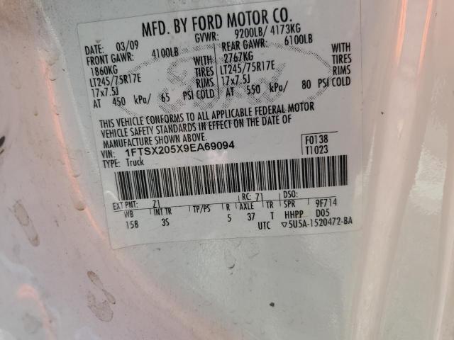 1FTSX205X9EA69094 - 2009 FORD F250 SUPER DUTY Ağ foto 12