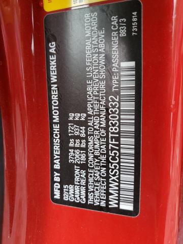 WMWXS5C57FT830332 - 2015 MINI COOPER წითელი ფოტო 13