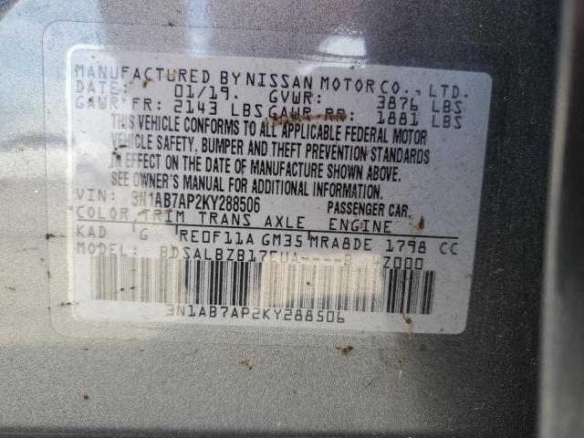 3N1AB7AP2KY288506 - 2019 NISSAN SENTRA S GRAY photo 13