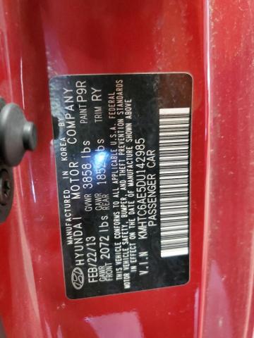 KMHTC6AE5DU142985 - 2013 HYUNDAI VELOSTER TURBO RED photo 12