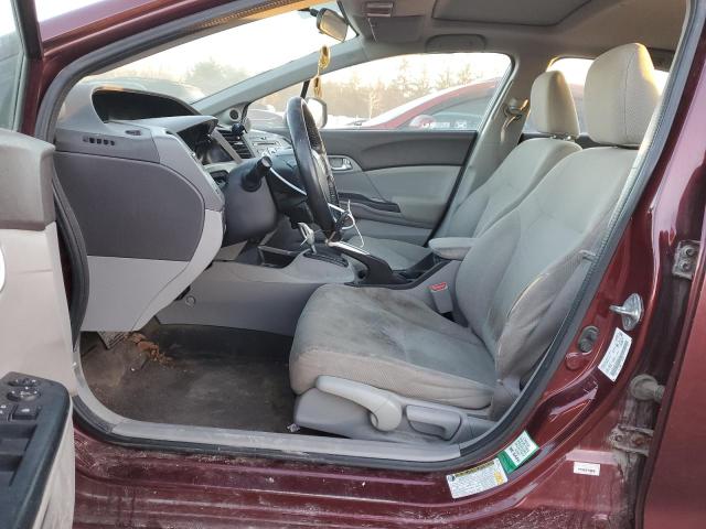 2HGFB2F57CH027992 - 2012 HONDA CIVIC LX MAROON photo 7