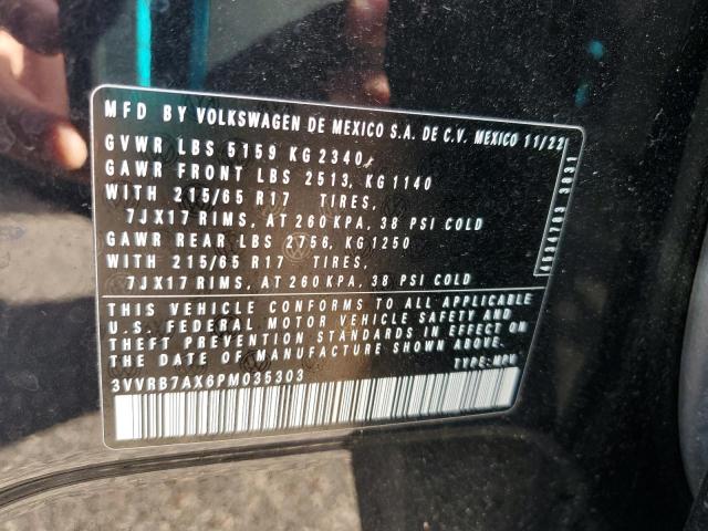 3VVRB7AX6PM035303 - 2023 VOLKSWAGEN TIGUAN S შავი ფოტო 12