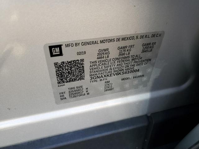 3GNAXKEV6KS610004 - 2019 CHEVROLET EQUINOX LT Күміс фото 13