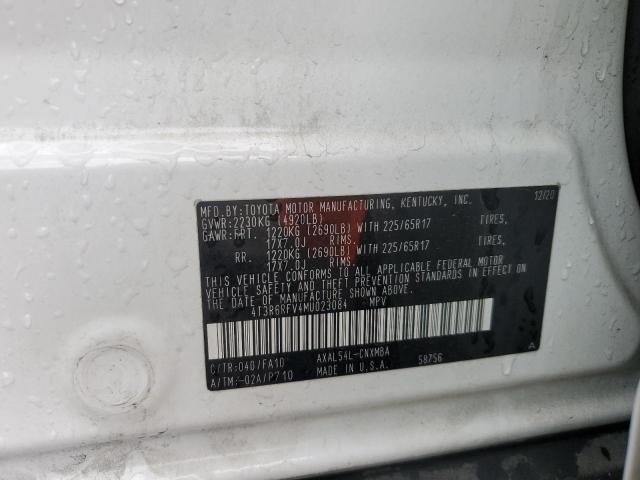 4T3R6RFV4MU023084 - 2021 TOYOTA RAV4 XLE WHITE photo 13