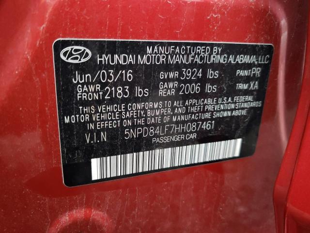 5NPD84LF7HH087461 - 2017 HYUNDAI ELANTRA SE RED photo 12