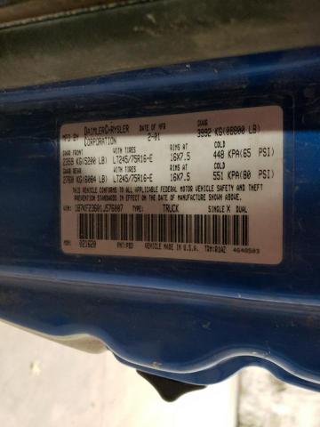 1B7KF23601J576007 - 2001 DODGE RAM 2500 BLUE photo 12