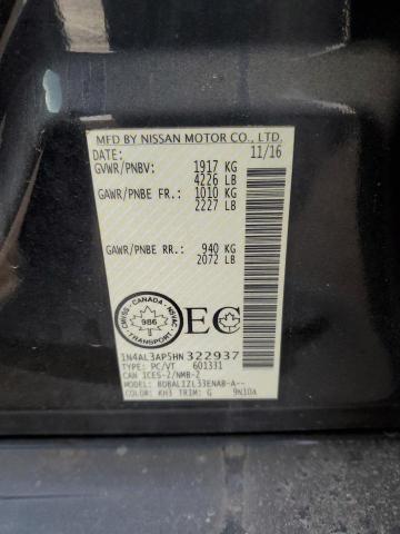 1N4AL3AP5HN322937 - 2017 NISSAN ALTIMA 2.5 შავი ფოტო 12