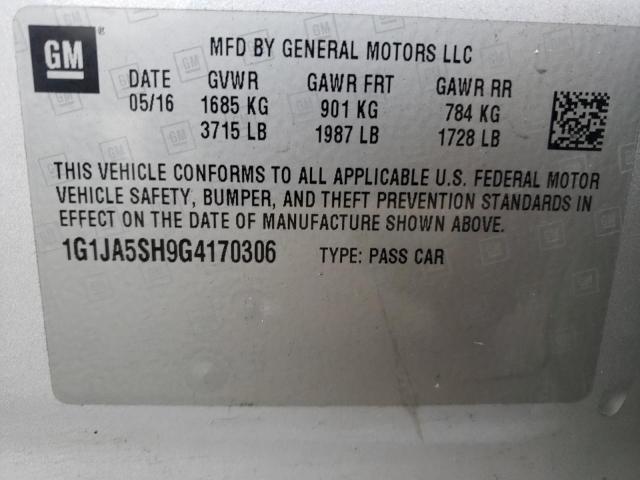 1G1JA5SH9G4170306 - 2016 CHEVROLET SONIC LS ვერცხლისფერი ფოტო 12