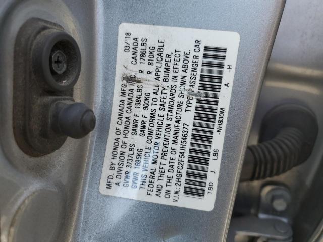 2HGFC2F54JH546377 - 2018 HONDA CIVIC LX Gümüş foto 13