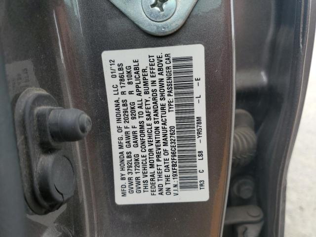 19XFB2F96CE327620 - 2012 HONDA CIVIC EXL GRAY photo 12