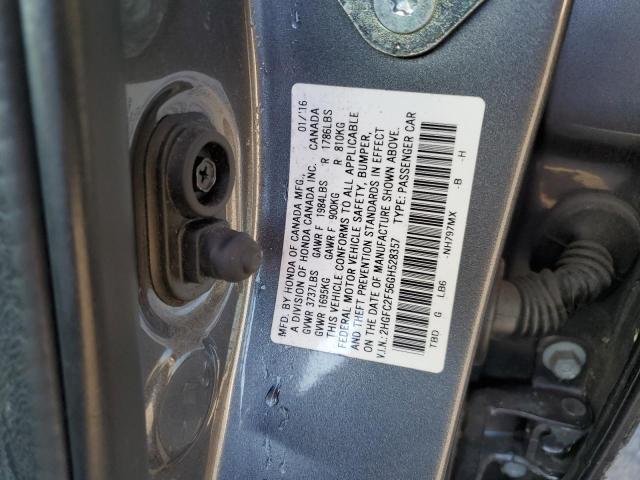 2HGFC2F56GH528357 - 2016 HONDA CIVIC LX GRAY photo 12