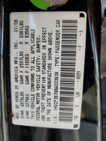 1HGCP36798A033939 - 2008 HONDA ACCORD EX BLACK photo 12