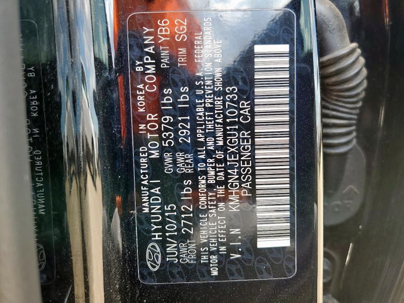 KMHGN4JEXGU110733 - 2016 HYUNDAI GENESIS 3.8L 黑色 照片 12