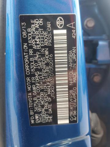 JTDKDTB31D1052016 - 2013 TOYOTA PRIUS C Mavi fotoğraf 12