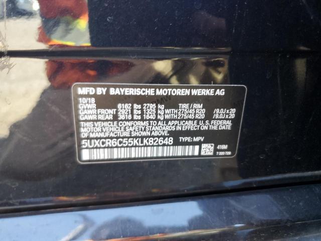 5UXCR6C55KLK82648 - 2019 BMW X5 XDRIVE40I BLACK photo 14