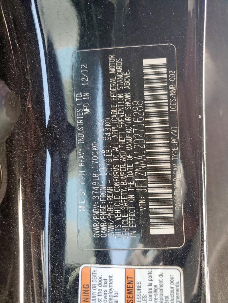 JF1ZNAA12D2716288 - 2013 TOYOTA SCION FR-S შავი ფოტო 12