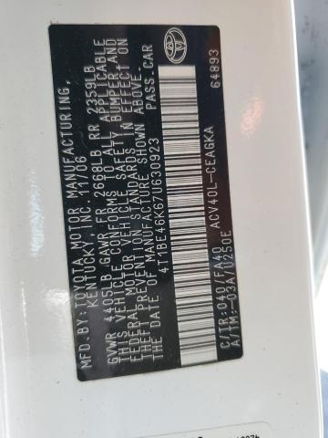 4T1BE46K67U630923 - 2007 TOYOTA CAMRY CE WHITE photo 12