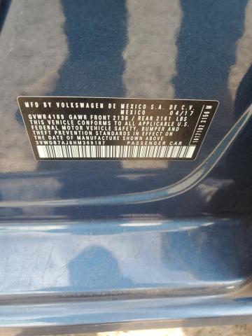 3VWDB7AJ8HM369187 - 2017 VOLKSWAGEN JETTA SE Mavi fotoğraf 12