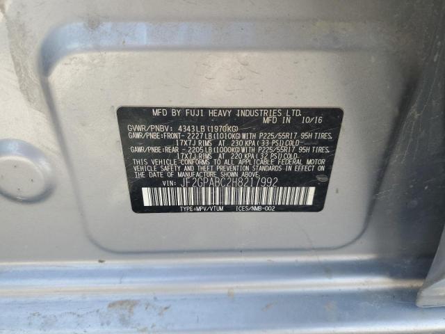 JF2GPABC2H8217992 - 2017 SUBARU CROSSTREK PREMIUM SILVER photo 13