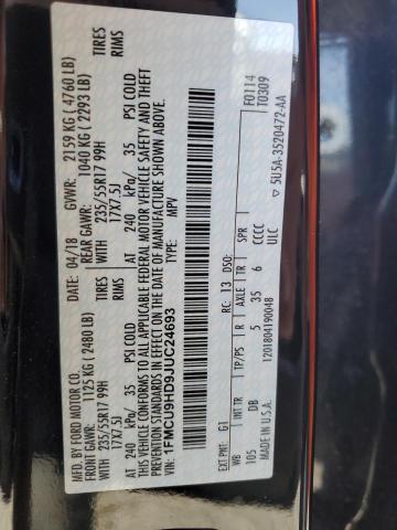 1FMCU9HD9JUC24693 - 2018 FORD ESCAPE SEL 黑色 照片 13