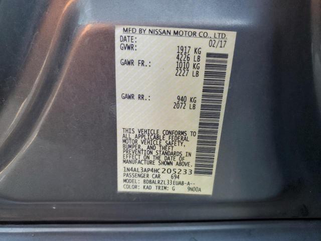 1N4AL3AP4HC205233 - 2017 NISSAN ALTIMA 2.5 GRAY photo 12