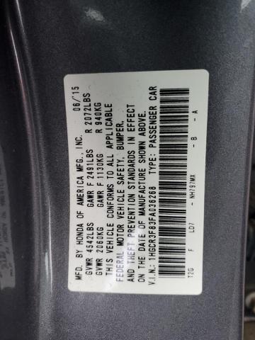 1HGCR3F83FA036268 - 2015 HONDA ACCORD EXL GRAY photo 12