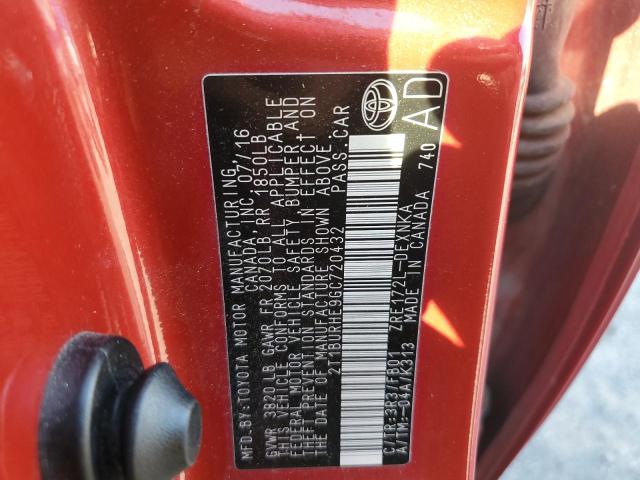 2T1BURHE9GC720432 - 2016 TOYOTA COROLLA L Qırmızı foto 14