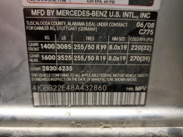 4JGBB22E48A432860 - 2008 MERCEDES-BENZ ML 320 CDI SILVER photo 12